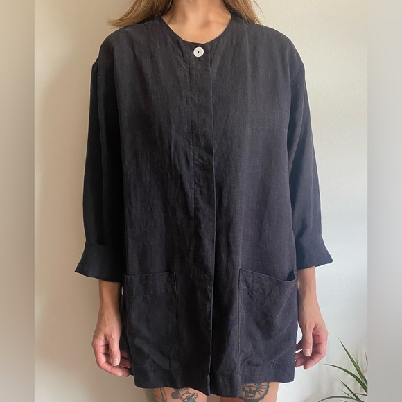 Linen blend navy shirt dress - Picture 7 of 7